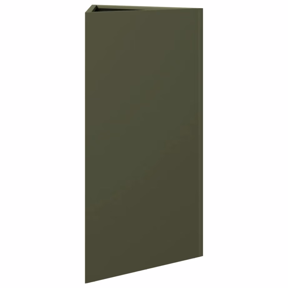 Kolmnurksed aia taimekastid põhjaga, 2 tk, oliiviroheline teras, 40 x 34,5 x 70 cm – 6