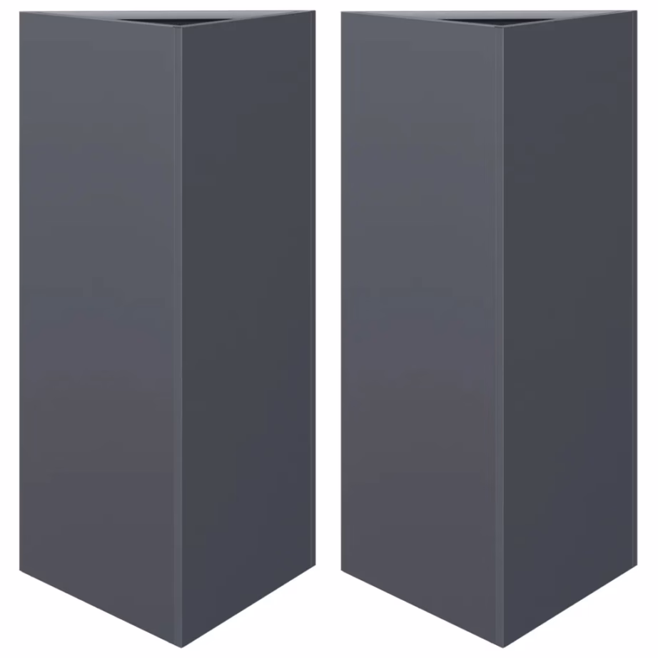 Aia taimekastid põhjaga, 2 tk, kolmnurksed, teras, antratsiithall, 40 x 34,5 x 70 cm – 2