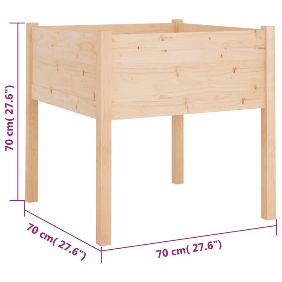 Kõrge aia taimelava, 70 x 70 x 70 cm, töötlemata männipuit – 7