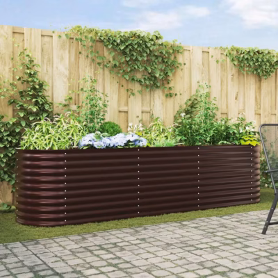 Kõrge aiapeenar pruunist terasest, 320 x 80 x 81 cm