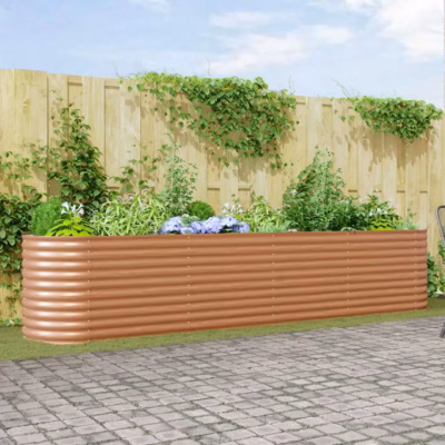 Kõrge aiapeenar pruunist terasest, 400 x 80 x 81 cm