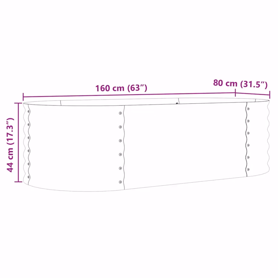 Kõrge aiapeenar pruunist terasest, 160 x 80 x 44 cm – 10