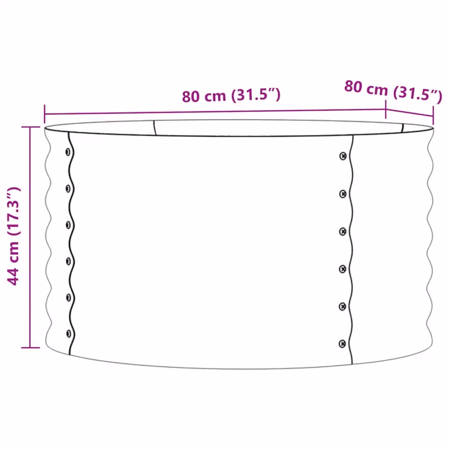 Kõrge aiapeenar terasest, roheline, 80 x 80 x 44 cm – 10