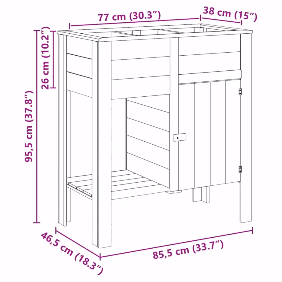 Kõrge istutuskast riiuliga, pruun immutatud männipuit – 9
