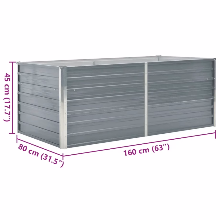 Kõrge peenrakast tsingitud terasest, hall, 160 x 80 x 45 cm – 7