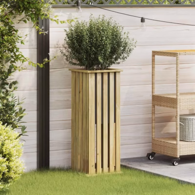 Kõrge taimekast pruunist immutatud männipuidust, 33 x 33 x 85 cm
