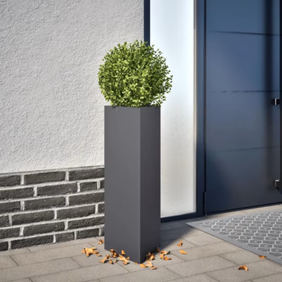 Kõrge terasest aiataimekast põhjaga, antratsiithall, 30 x 26 x 75 cm