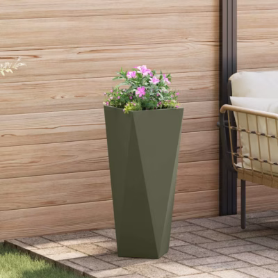 Kõrge terasest taimekast, oliivroheline, 30 x 30 x 75 cm