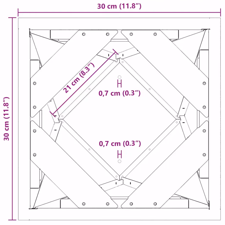 Kõrge terasest taimekast roostevärvi, 30 x 30 x 75 cm – 13
