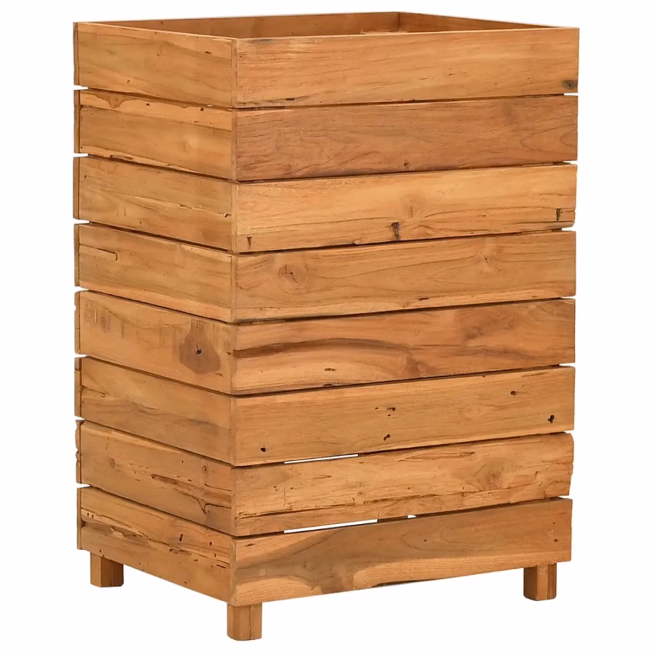 Kõrge taimekast terasriiuliga, ümbertöödeldud tiigipuu ja teras, 50 x 40 x 72 cm – 2