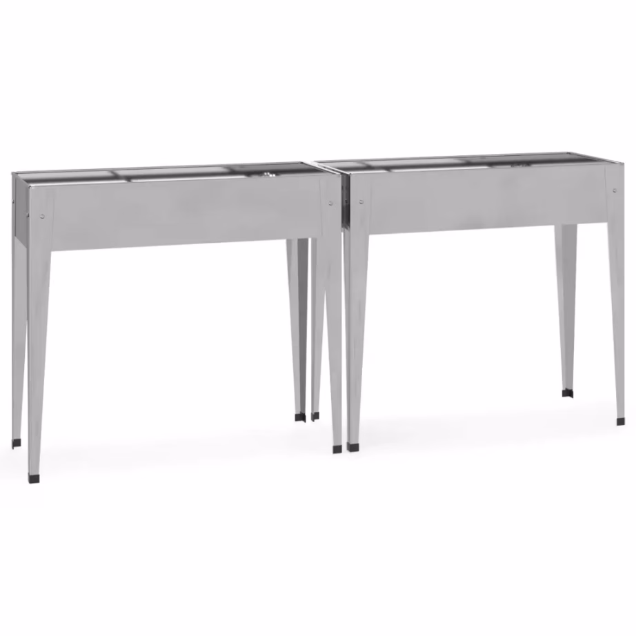 Kõrgete jalgadega aia taimekastid, 2 tk, tsingitud teras, hõbedane, 100,5 x 40,5 x 90 cm – 2