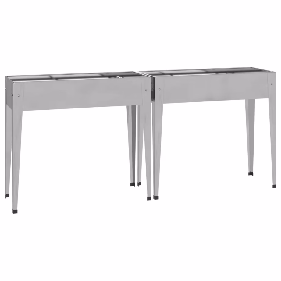 Kõrgete jalgadega aia taimekastid, 2 tk, tsingitud teras, hõbedane, 100,5 x 40,5 x 90 cm – 4