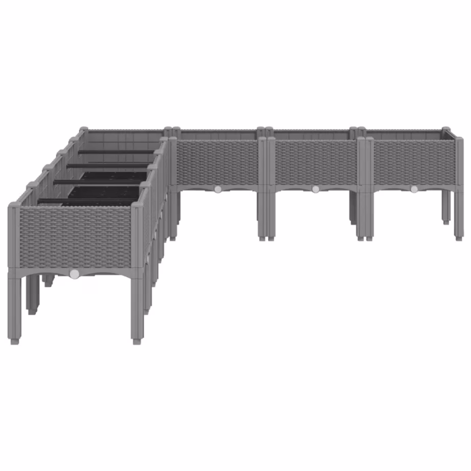 Kõrgendatud aia taimekast jalgadel, rotangmustriga, helehall PP, 200 x 160 x 42 cm – 4