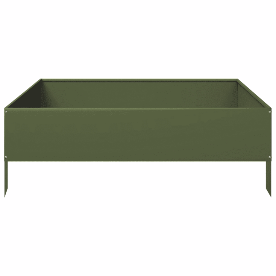 Kõrgendatud aia taimelava, oliiviroheline teras, 100 x 100 x 33,5 cm – 4