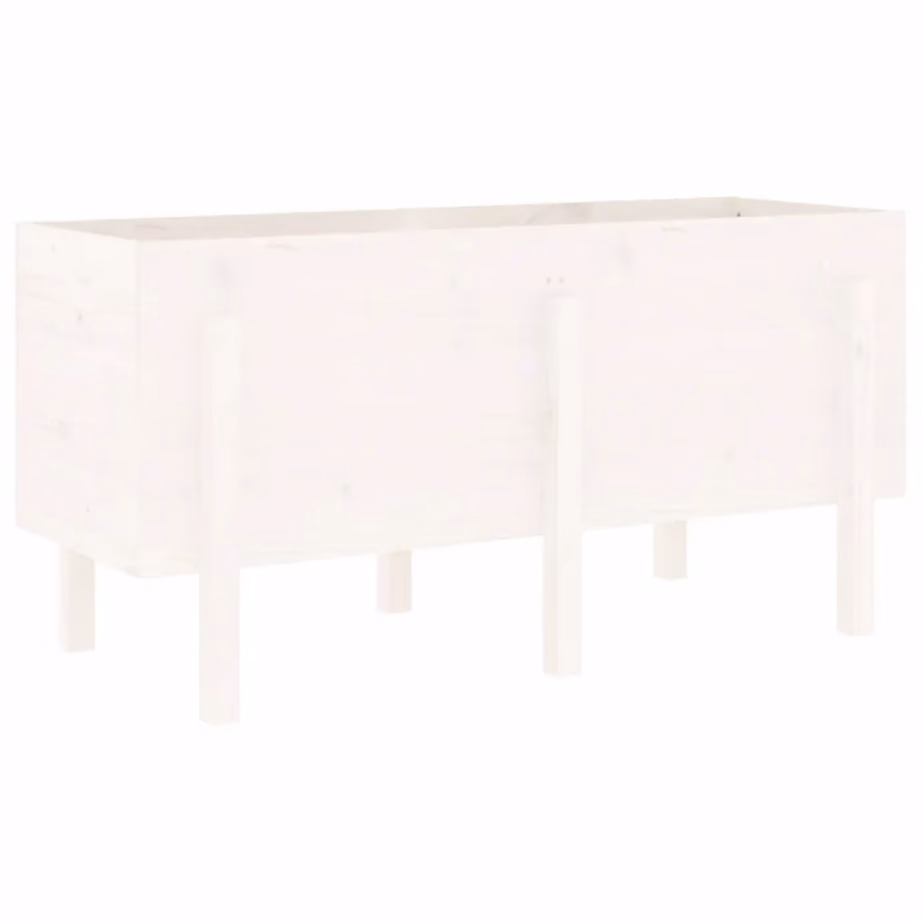 Kõrgendatud aia taimelava, valge männipuidust, 121 x 50 x 57 cm – 6