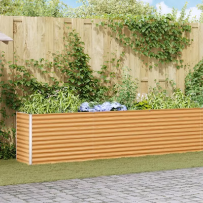 Kõrgendatud aiakast tsingitud terasest, helepruun, 582 x 50 x 68 cm