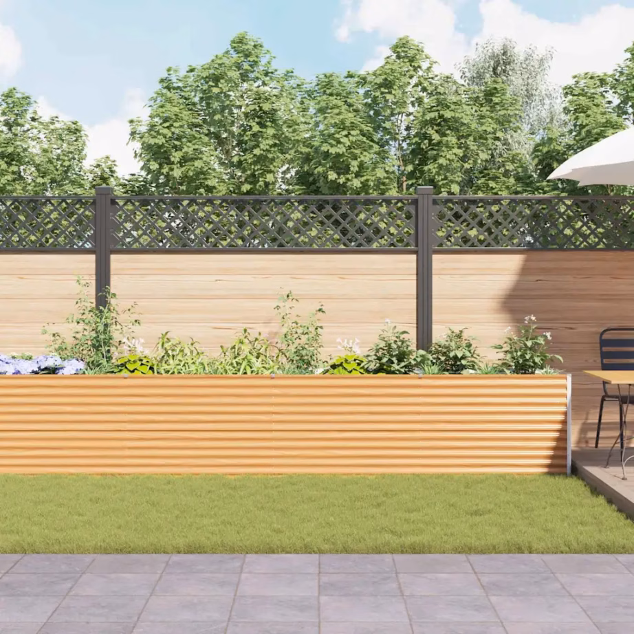 Kõrgendatud aiakast tsingitud terasest, helepruun, 582 x 50 x 68 cm – 4