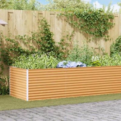 Kõrgendatud aiakast avatud põhjaga, tsingitud teras, helepruun, 485 x 100 x 68 cm