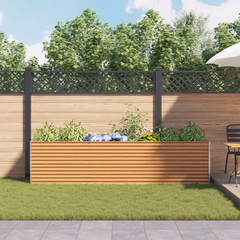 Kõrgendatud aiakast tsingitud terasest, helepruun, 290 x 50 x 68 cm – 4