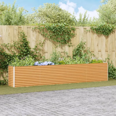 Kõrgendatud aiakast tsingitud terasest, helepruun, 390 x 50 x 68 cm