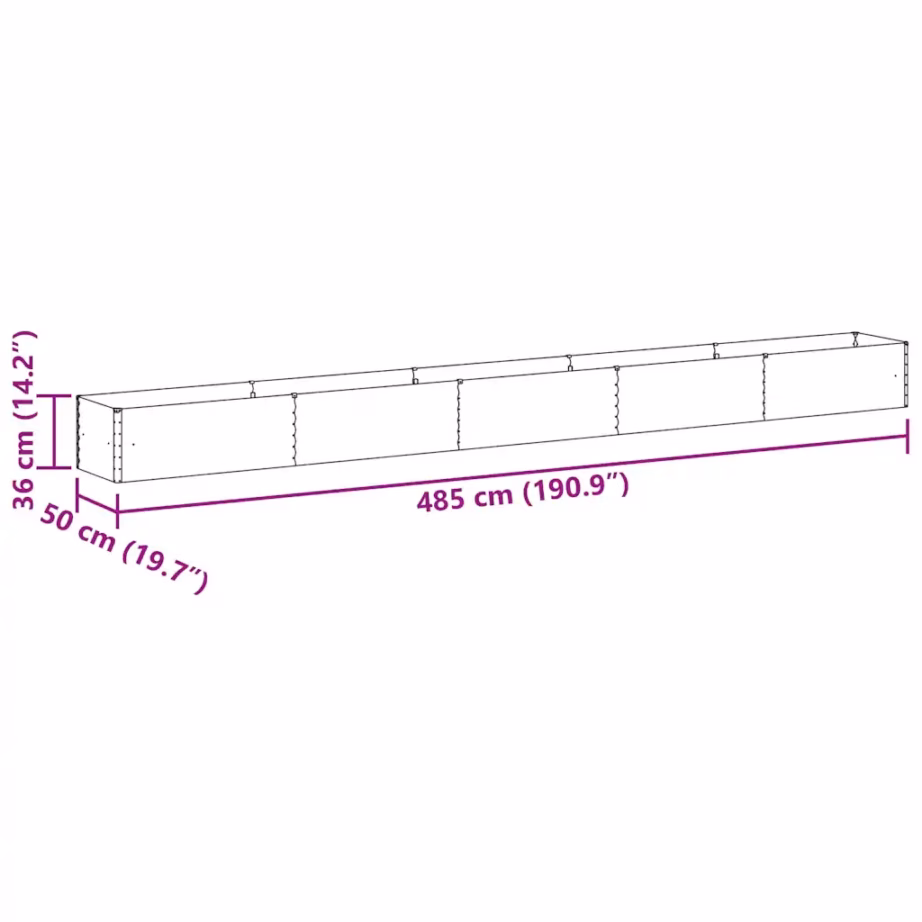 Kõrgendatud aiakast tsingitud terasest, helepruun, 485 x 50 x 36 cm – 13