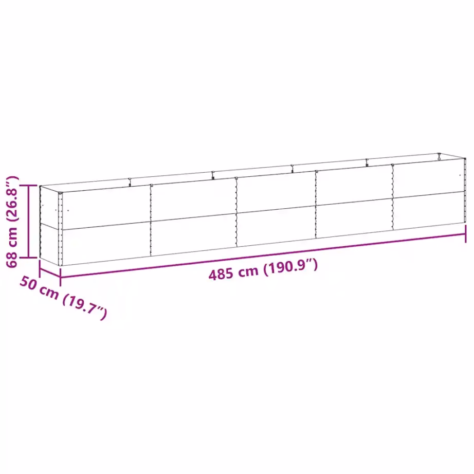 Kõrgendatud aiakast tsingitud terasest, helepruun, 485 x 50 x 68 cm – 13