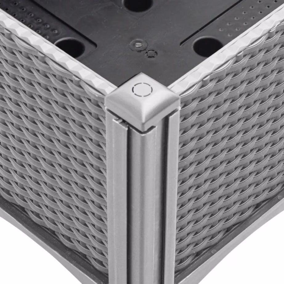 Kõrgendatud aiataimekast jalgadel, helehall, rotangimustriga PP, 120 x 40 x 42 cm – 6