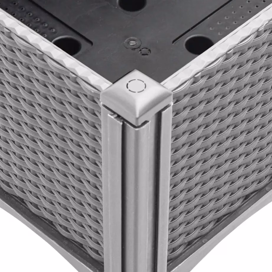 Kõrgendatud taimekast jalgadel, helehall rotangimustriga, 160 x 120 x 42 cm, polüpropüleen – 7