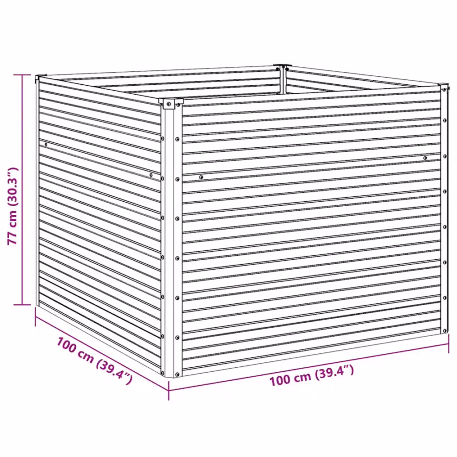 Kõrgendatud peenrakast avatud põhjaga, pruun tsingitud teras, 100 x 100 x 77 cm – 12