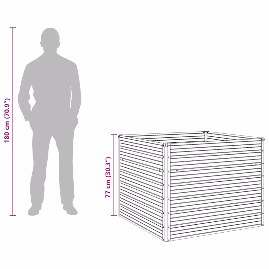 Kõrgendatud peenrakast avatud põhjaga, pruun tsingitud teras, 100 x 100 x 77 cm – 13