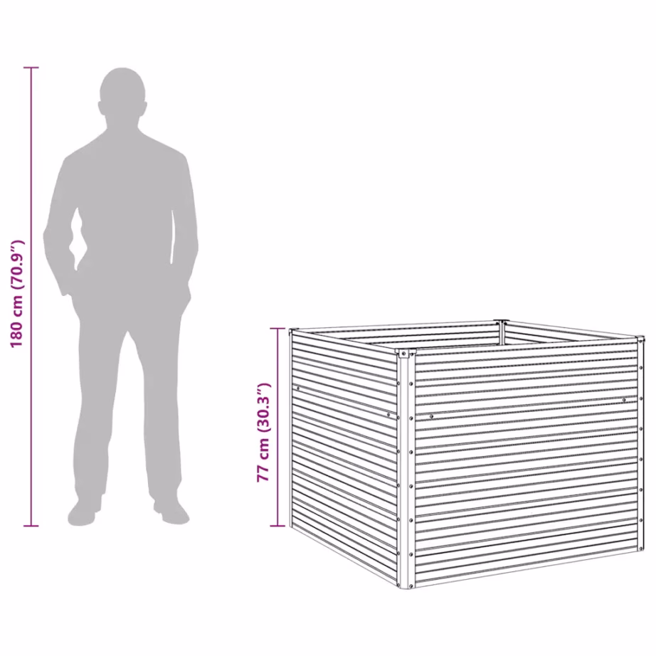 Kõrgendatud peenrakast avatud põhjaga, antratsiithall tsingitud teras, 100 x 100 x 77 cm – 13