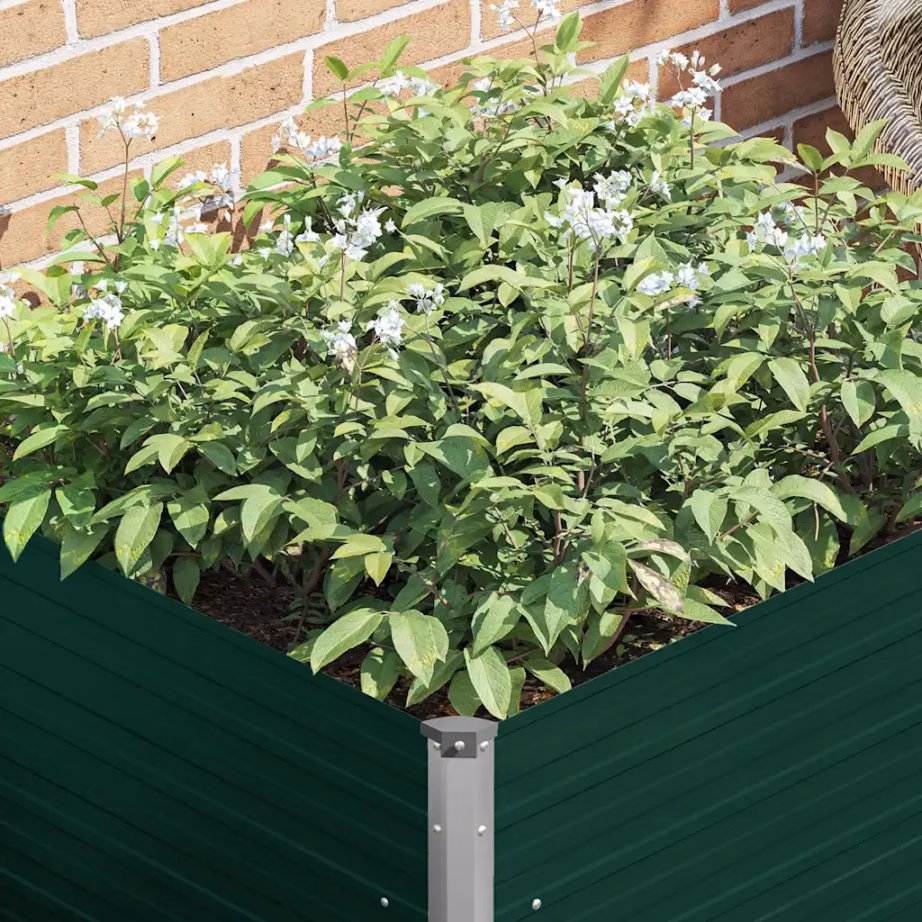 Kõrgendatud peenrakast köögiviljadele ja taimedele, tsingitud teras, roheline, 100 x 100 x 77 cm – 4