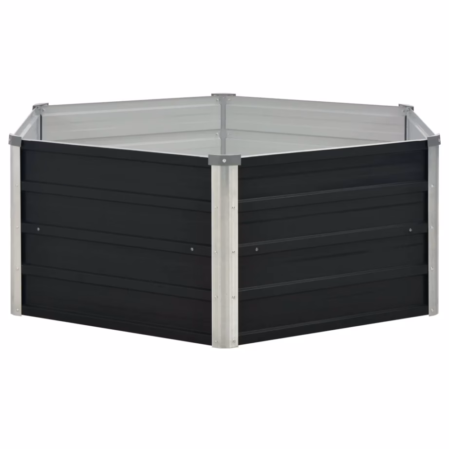 Kõrgendatud peenrakast tsingitud terasest, antratsiithall, 129 x 129 x 45 cm – 3