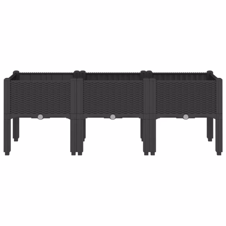 Kõrgendatud aia taimekast jalgadel, must PP, 120 x 40 x 42 cm – 3