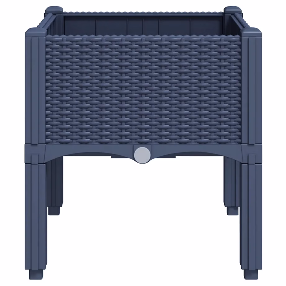 Kõrgendatud rotangimustriga taimekast jalgadel, sinakashall, 40 x 40 x 42 cm, polüpropüleen – 4