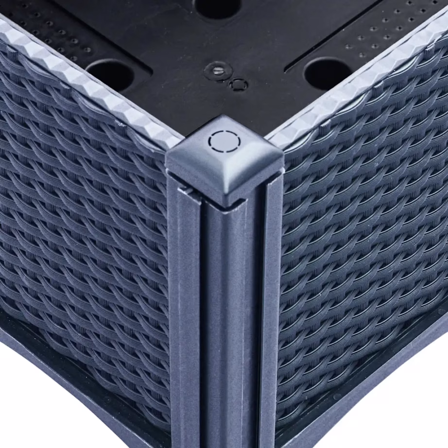 Kõrgendatud rotangimustriga taimekast jalgadel, sinakashall, 40 x 40 x 42 cm, polüpropüleen – 7