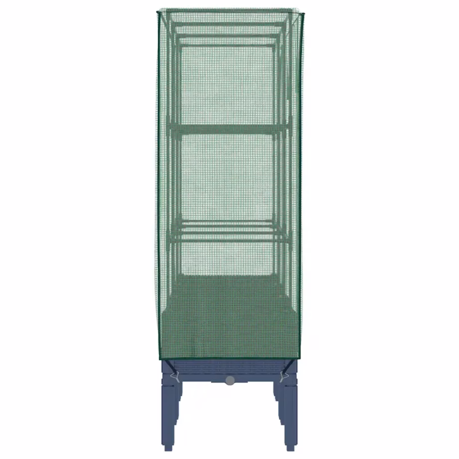 Rotangimustriga kõrgendatud taimekast kasvuhoonekattega, sinakashall, 120 x 40 x 140 cm – 5