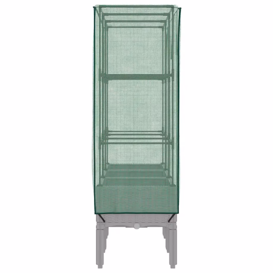 Kõrgendatud taimekast kasvuhoonekattega, rotangi välimus, helehall, 120 x 40 x 140 cm – 5