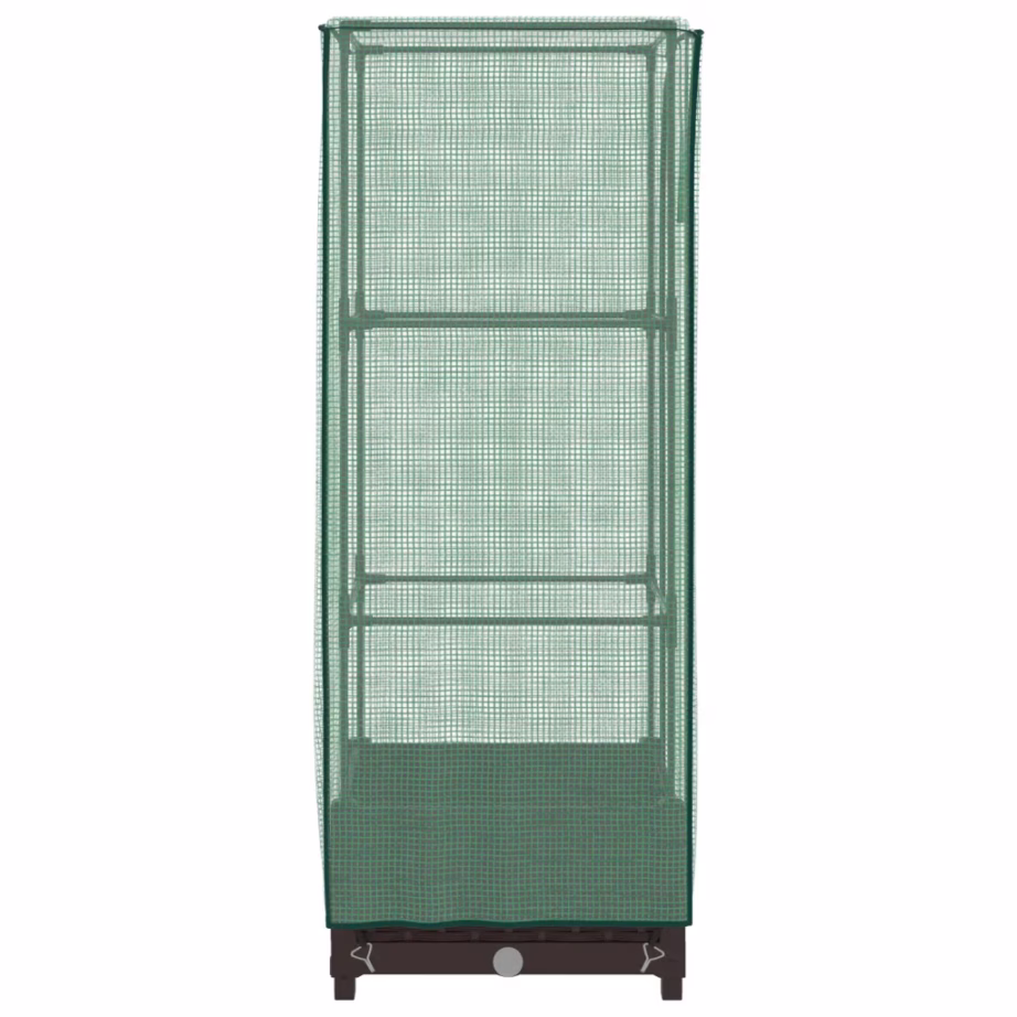 Kõrgendatud taimekast kasvuhoonekattega, rotangiimitatsioon, pruun, 40 x 40 x 123 cm – 5