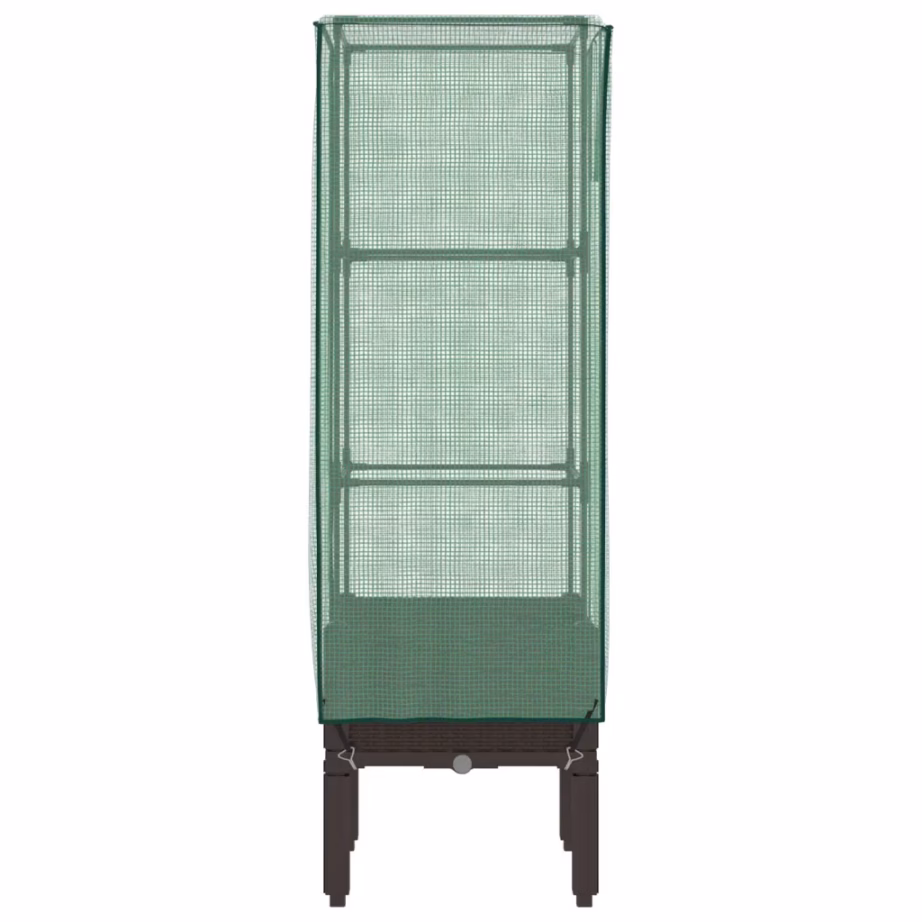 Kõrgendatud taimekast kasvuhoonekattega, rotangi välimus, pruun, 40 x 40 x 140 cm – 5