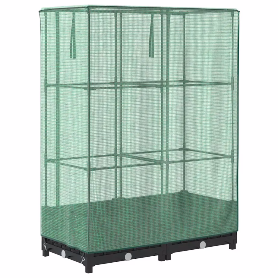 Kõrgendatud taimekast kasvuhoonekattega, rotangi välimus, must, 80 x 40 x 123 cm – 6