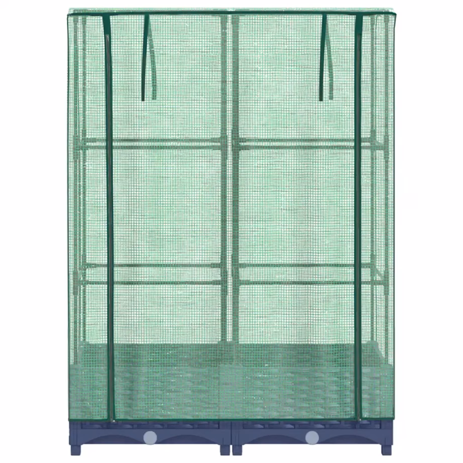 Kõrgendatud taimekast kasvuhoonekattega, rotangi välimus, sinakashall, 80 x 40 x 123 cm – 4