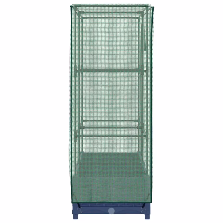 Kõrgendatud taimekast kasvuhoonekattega, rotangi välimus, sinakashall, 80 x 40 x 123 cm – 5