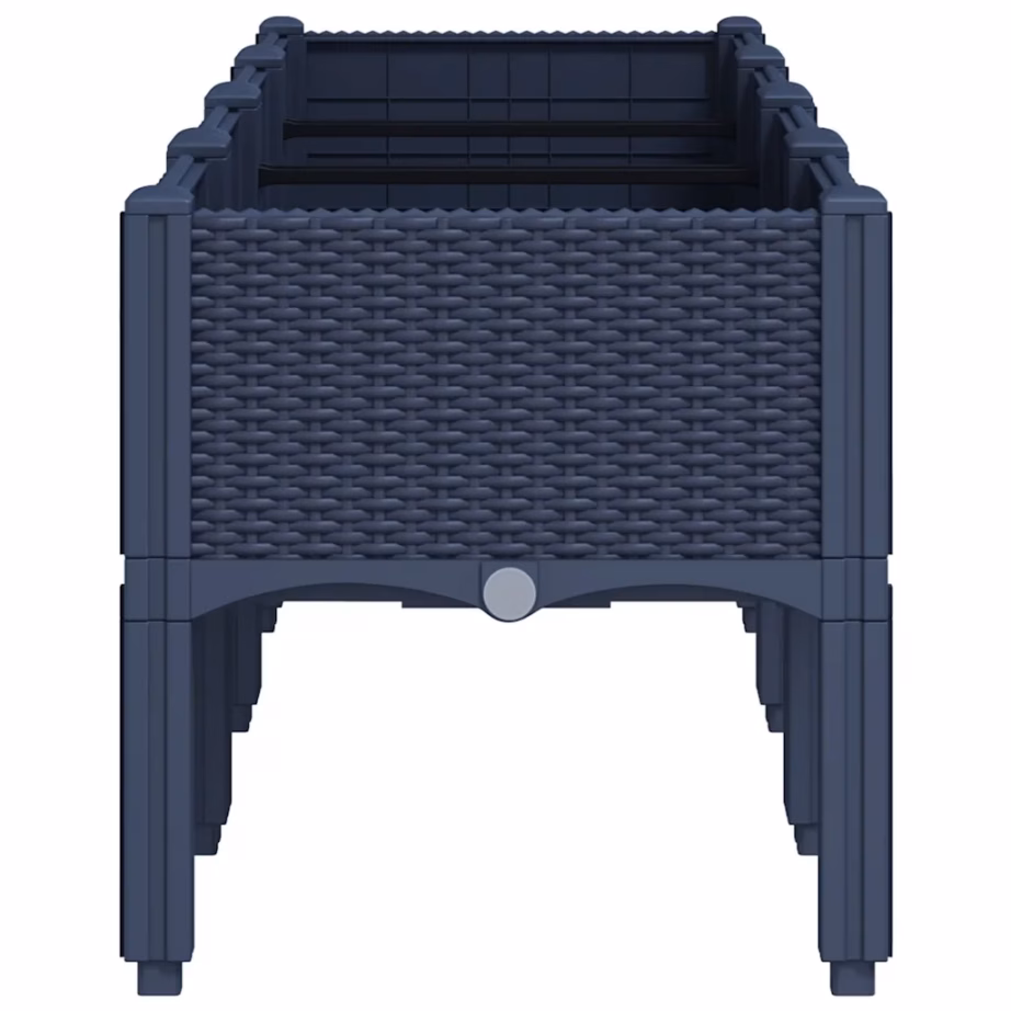 Kõrgendatud jalustega taimekast rotangiviimistlusega, sinakashall, PP, 160 x 40 x 42 cm – 4