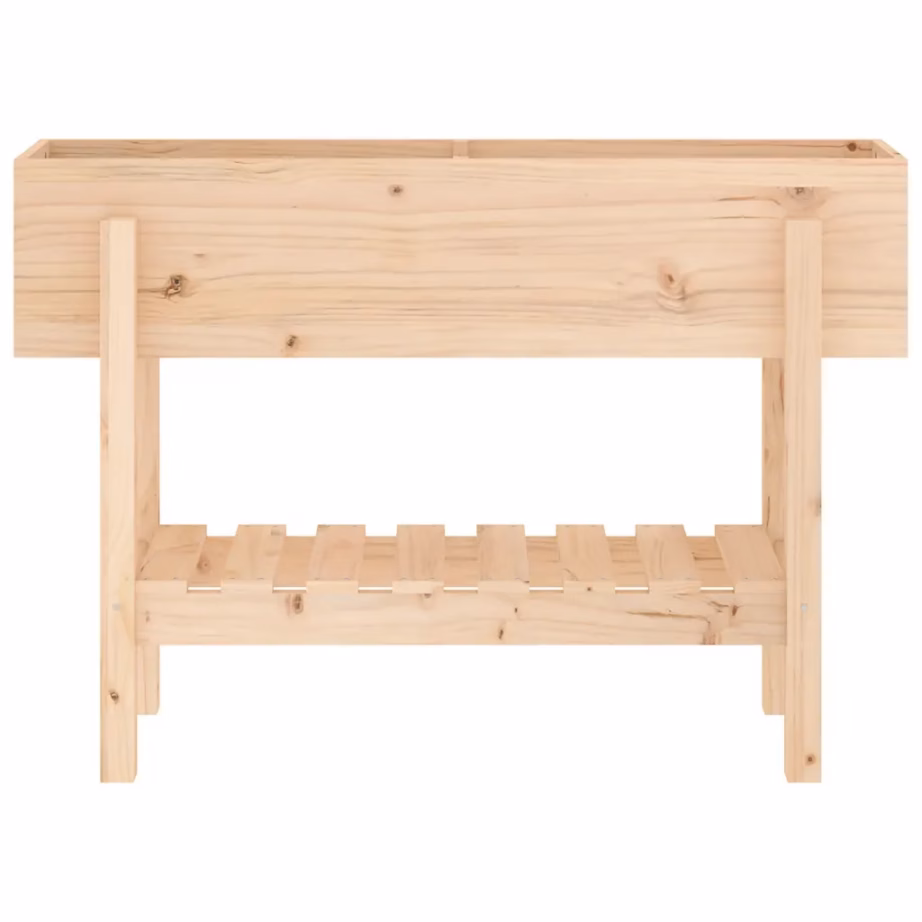 Kõrgendatud taimelava riiuliga, töötlemata männipuit, 101 x 30 x 69 cm - 4