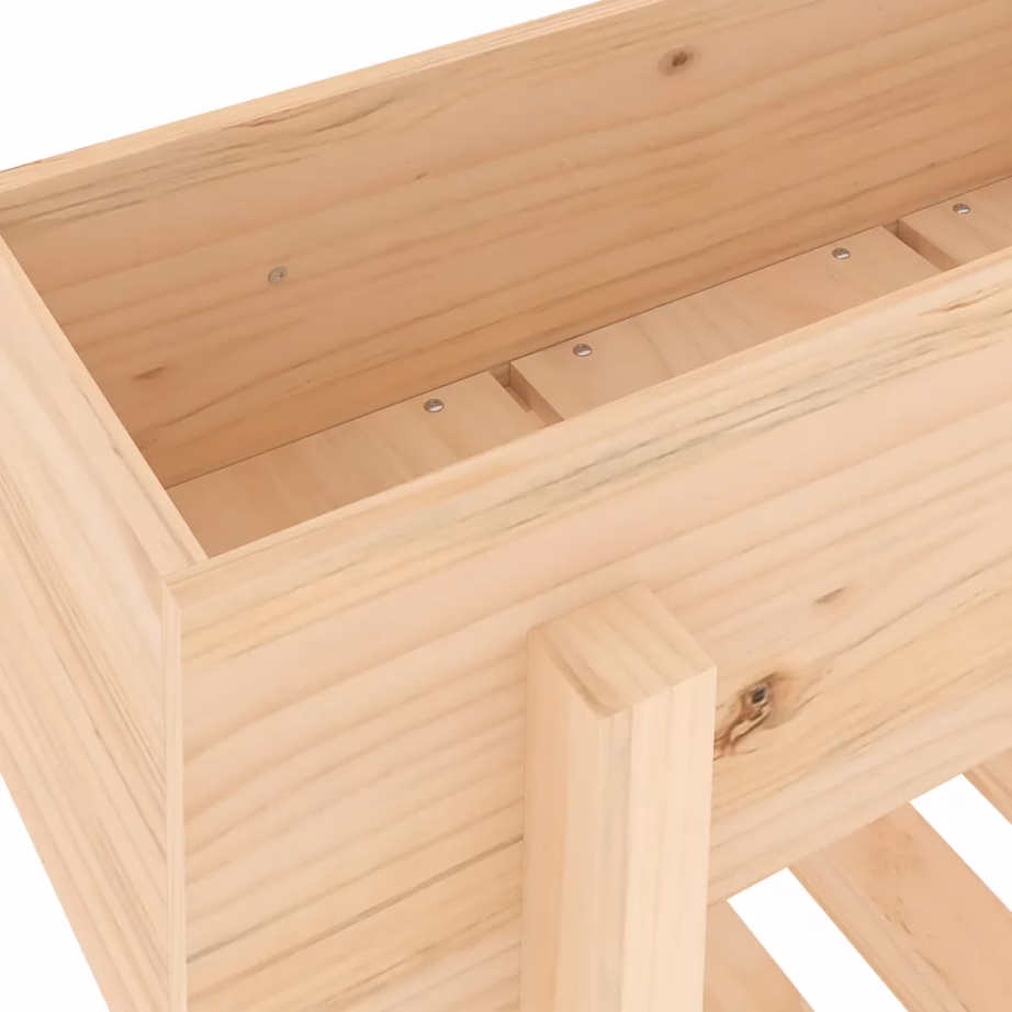 Kõrgendatud taimelava riiuliga, töötlemata männipuit, 101 x 30 x 69 cm - 7