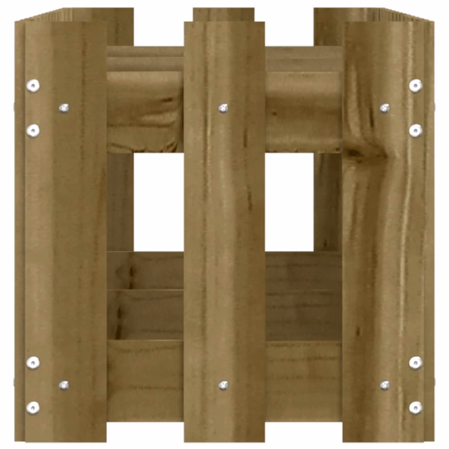 Kõrgendatud taimelava aiapiirde stiilis, pruun survetöötlusega männipuit, 150 x 30 x 30 cm – 6