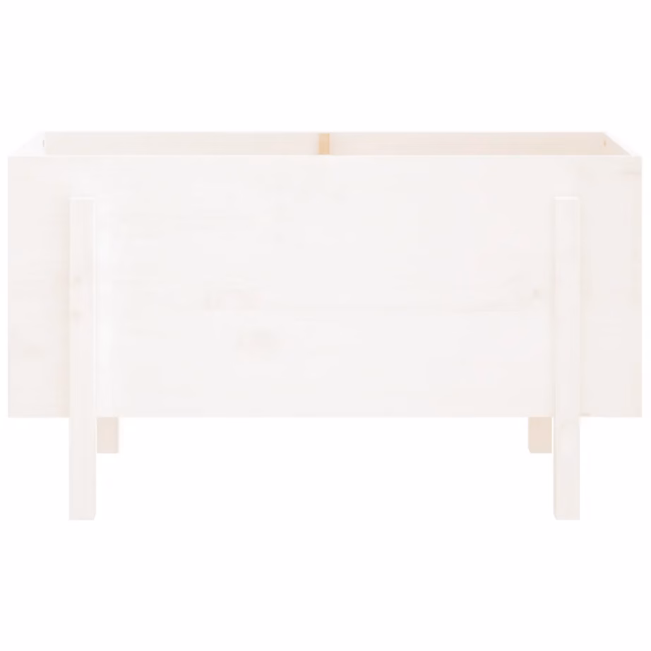 Kõrgendatud aia taimelava männipuidust, valge, 101 x 50 x 57 cm – 5