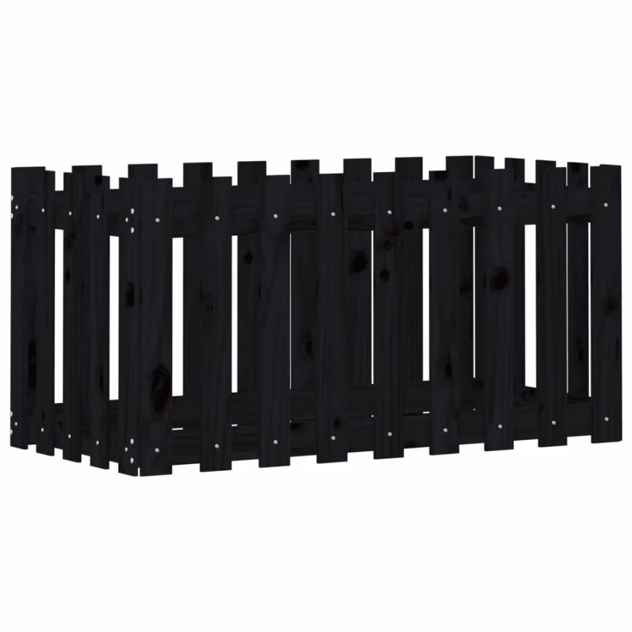 Kõrgendatud taimelava aia disainiga, must männipuidust, 100 x 50 x 50 cm – 2