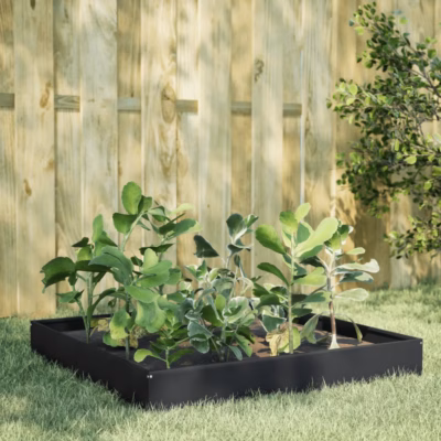 Kõrgendatud aia taimelava, must teras, avatud põhjaga, 100 x 100 x 26 cm